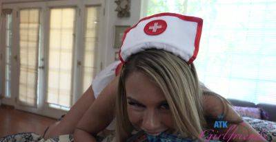 Cute babe in nurse uniform tries cock in every hole while sharing the best POV on vidgratis.com