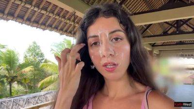 Cum Covered Delight in Public Cafe with Katty West on vidgratis.com