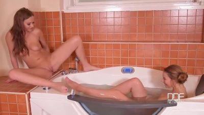 Lesbian Lovers' Foot Fetish - Tina Kay and Ani Black Fox Share a Shower on vidgratis.com