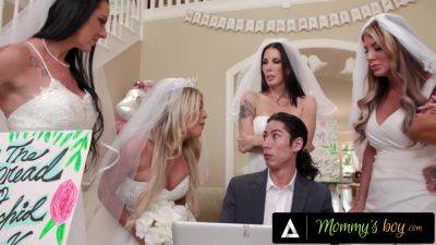 Busty brides share a wedding planner's dick in hot group sex. on vidgratis.com