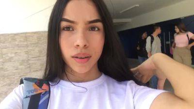 Latin brunette wanted sex so much that she decided to masturbate right in college. on vidgratis.com