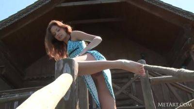 Outdoor Striptease with Brunette Irina on vidgratis.com