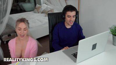REALITY KINGS - Angie Lynx Has To Be Quiet As She Rides Jordi's Big Cock While Doing A Meeting With His Boss on vidgratis.com