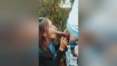 Teen 18+ Girl Sucks Cock In Public Park Outdoors And Cum Swallow Pulls Hairy Balls Blowjob on vidgratis.com