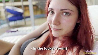 Redhead Stranger Gives Intense Blowjob and Ride in Locker Room - LikaBusy on vidgratis.com