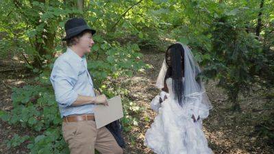 Ebony bride gets lost in the woods and fucked by a random dude on vidgratis.com