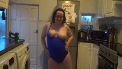 Wife With Big Breasts Dancing In Tight Blue Swimsuit on vidgratis.com