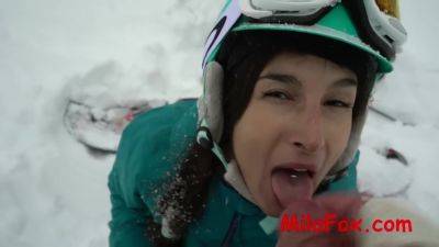 Hotly Sucked A Dick Snowboarder In The Woods In The Frost. Sperm On Face - Mila Fox on vidgratis.com