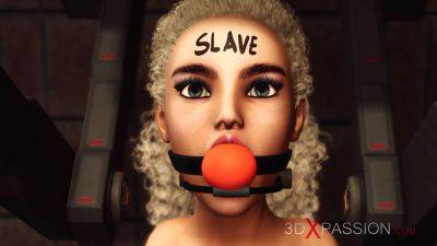 3D Blonde slave submissively serve her mistress on vidgratis.com