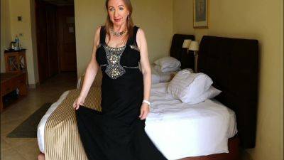 Elegant Intrigue: Busty Gilf Mariaolds Black Dress And Stockings Mystery on vidgratis.com