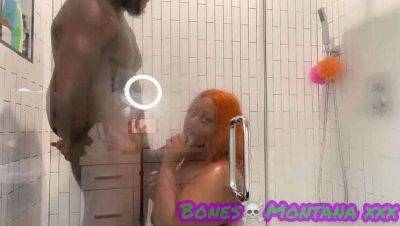 Ebony BBW Shower Fun with Juicy T & Bones Montana on vidgratis.com