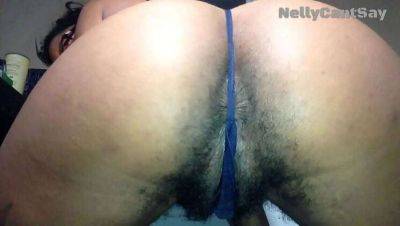 Witness Nelly's Hairy Ebony Pussy Through Her G-String on vidgratis.com