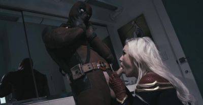 Deadpool tries hot blonde's tight holes after a generous BJ on vidgratis.com