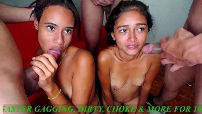 Rough Face Fuck for Two Submissive Latina Sluts Swallowing Big Cock on vidgratis.com