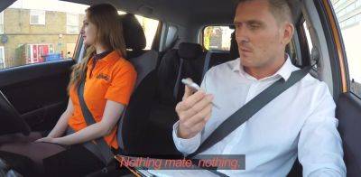 Fake Driving School Her ginger bush if fucked and jizzed on on vidgratis.com