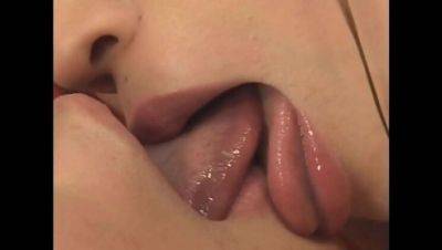 Hot Asian Lesbians Yui Hatano & Yui Oba Kissing Closeup Sloppy Action on vidgratis.com