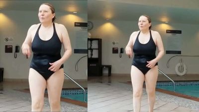 Hot Granny Marierocks Shows Off Her Curvy Body in Black Swimsuit at 66 on vidgratis.com